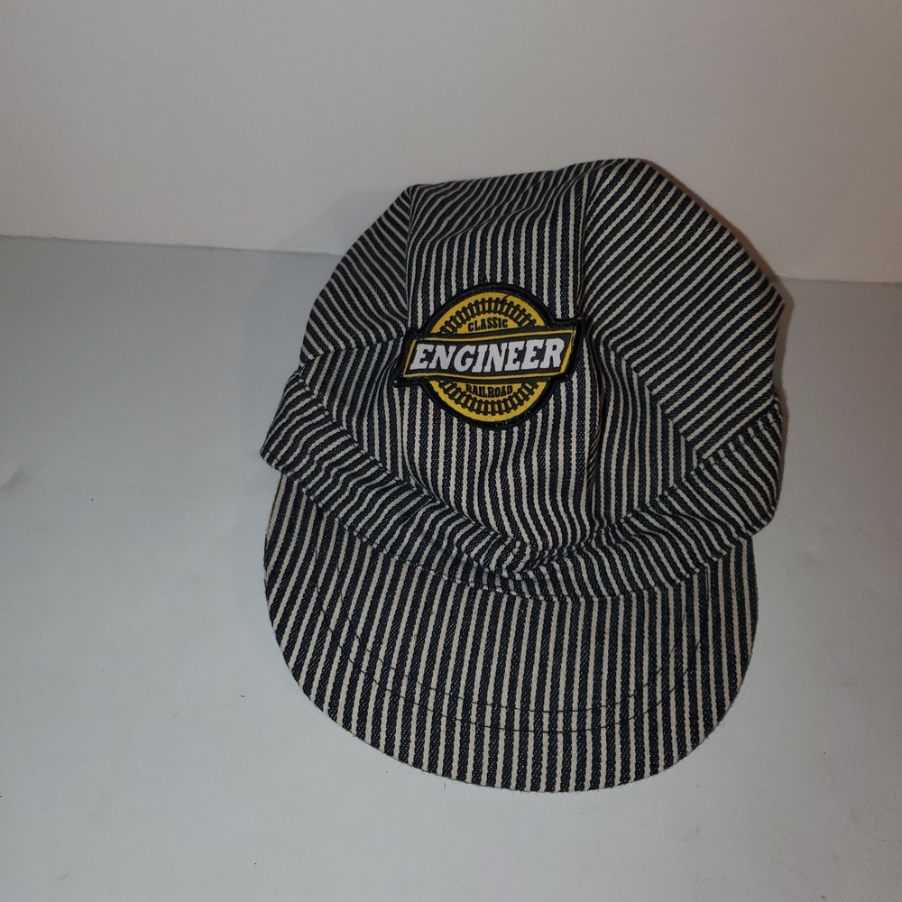 Striped Engineer Cap With Patch - image 1